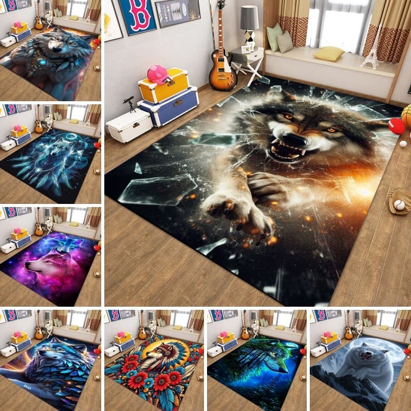 Personalizado Galáxia Lobo Flanela Impresso Tapete Padrão Antiderrapante Quarto Presente Dos Namorados Para Casais
