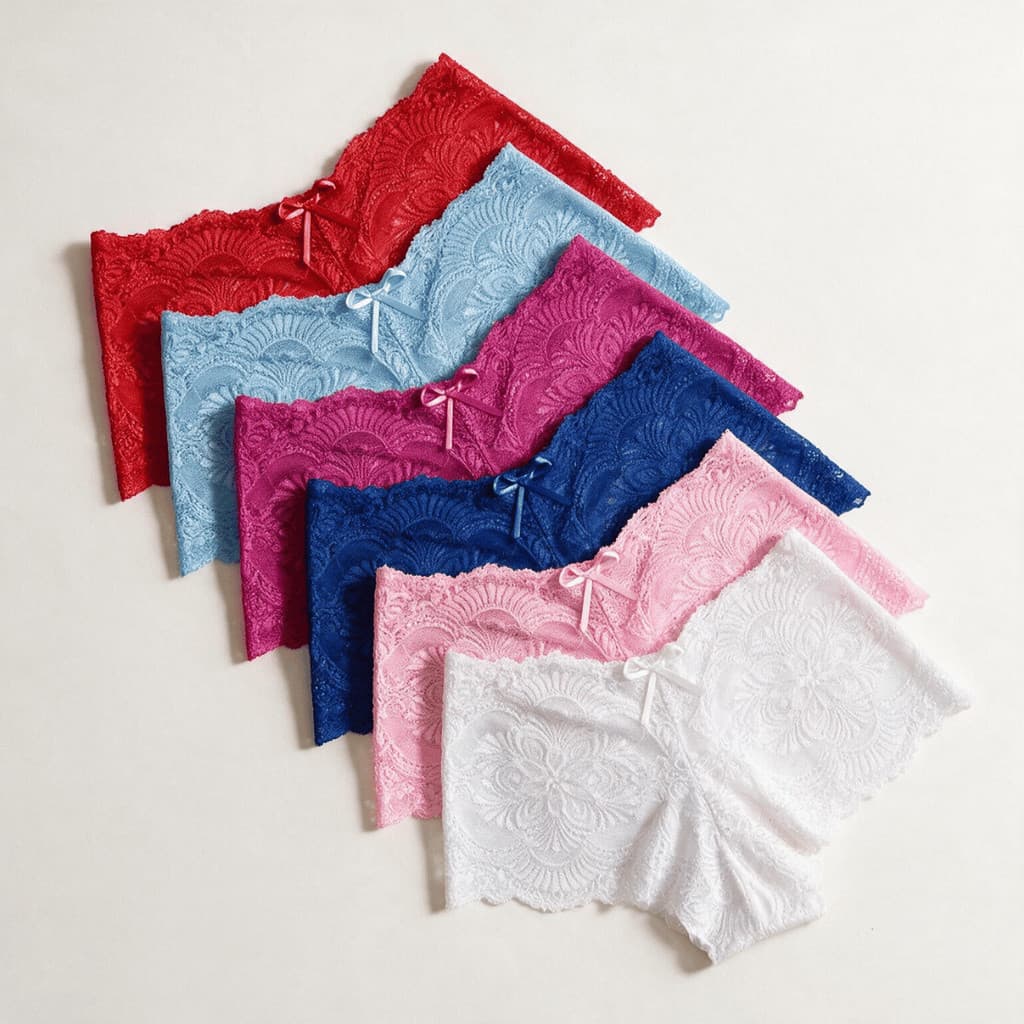 Kit 5 Calcinhas Caleson Shortinho Rendada Dia a Dia Boxer Calcinha Renda Feminina Cintura Alta
