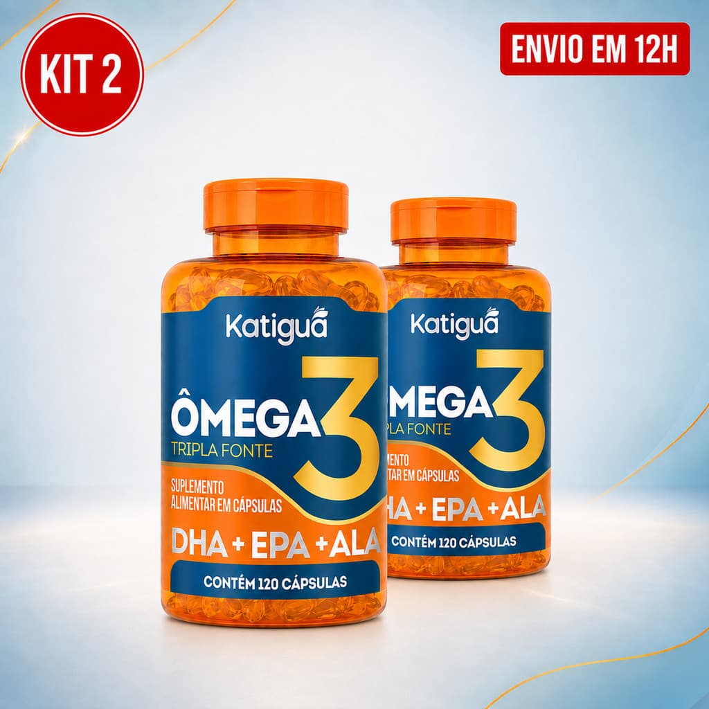 Kit 2 Ômega 3 Suplemento  Tripla Fonte EPA DHA ALA 120 Cápsulas Gelatinosas 100% Puro
