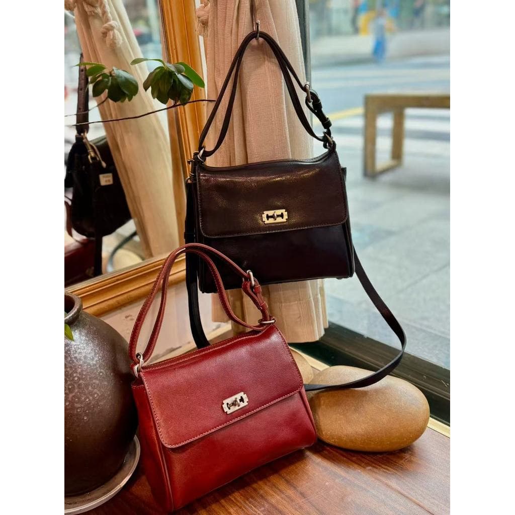 Bolsa retrô de primeira camada de couro genuíno, bolsa feminina pequena, bolsa mensageiro feminina, bolsa feminina, cour