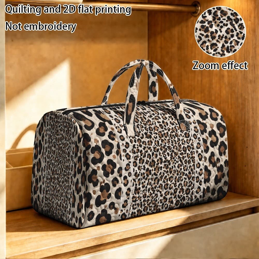 Bolsa acolchoada com estampa de leopardo RIDESAY de 1 peça - leve dobrável, adequada para viagens, academia e bolsa de p