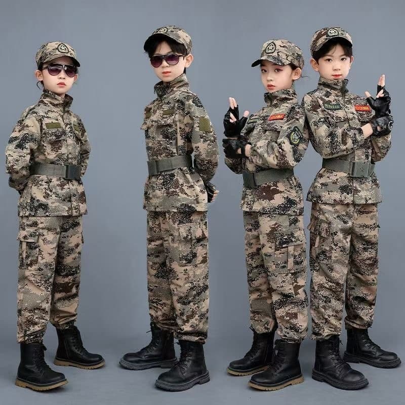Crianças camuflagem uniforme camuflagem terno meninas verão acampamento treinamento militar ao ar livre jardim de infânc