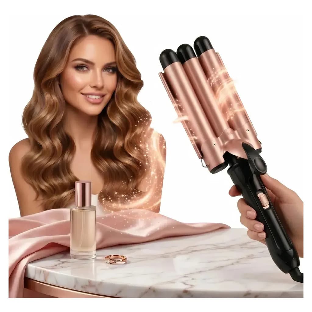 Chapinha Triondas Ondulador Formador Triplo 22mm Modelador de Cachos Onda Cabelo Cerâmica Para Longo E Curto 200°C