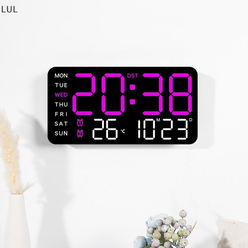 [LUL] Relógio De Parede Digital Extra Grande Com Display LED Data , Temperatura , Temporizador , Umidade , Semana Para S
