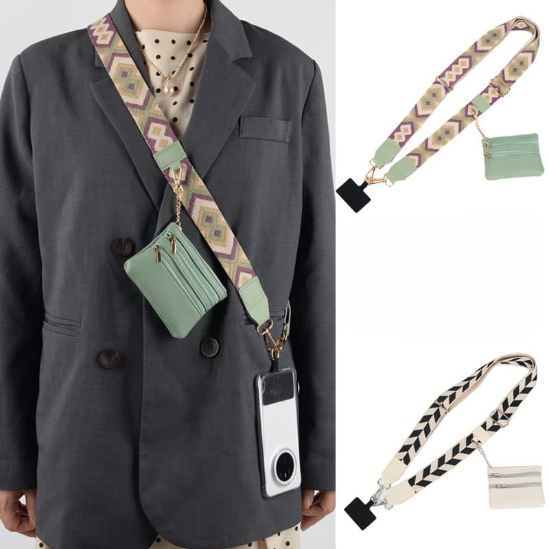 Mudança de fone de ouvido cordão do telefone móvel Cross-body cinta pequena saco ajustável alça larga criativo cordão ao