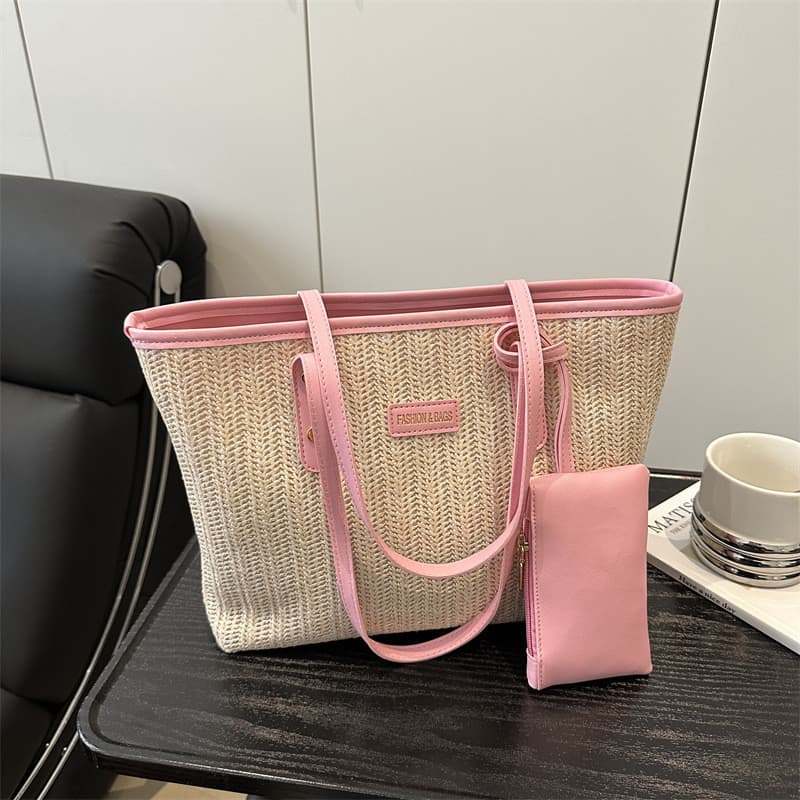 Bolsa Popular de palha de grande capacidade deste ano, 2026, moda combinada, novo estilo, bolsa de ombro à beira-mar, sa