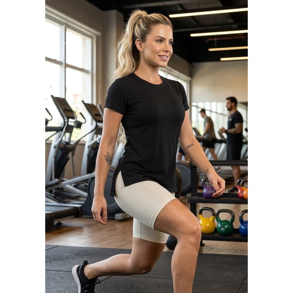 blusa feminina exercicio academia absorvição suor manga curta top lançamento