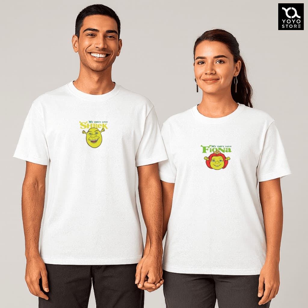 Kit Conjunto Camisetas para Casal Modelo: "Shrek e Fiona Better Love" - Promoção Especial / Novidade Inédita Especial