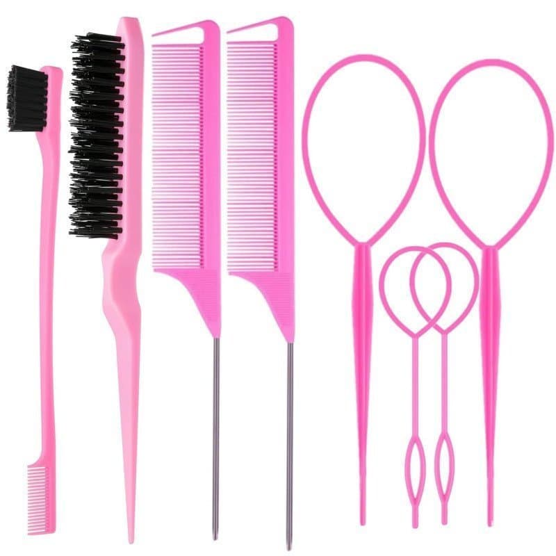 ZVOREI Conjunto de 8 Escovas de Cabelo com 4 Ferramentas para Pentear a Raiz do Cabelo, 1 Escova de Cabelo com Cerdas pa