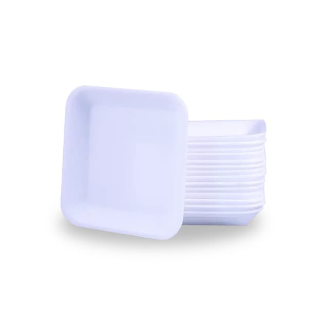 Bandeja Totalplast EPS TRL-01 150x150x18mm 100 Unidades para Alimentos Doces Salgados Lanches Festas e Delivery