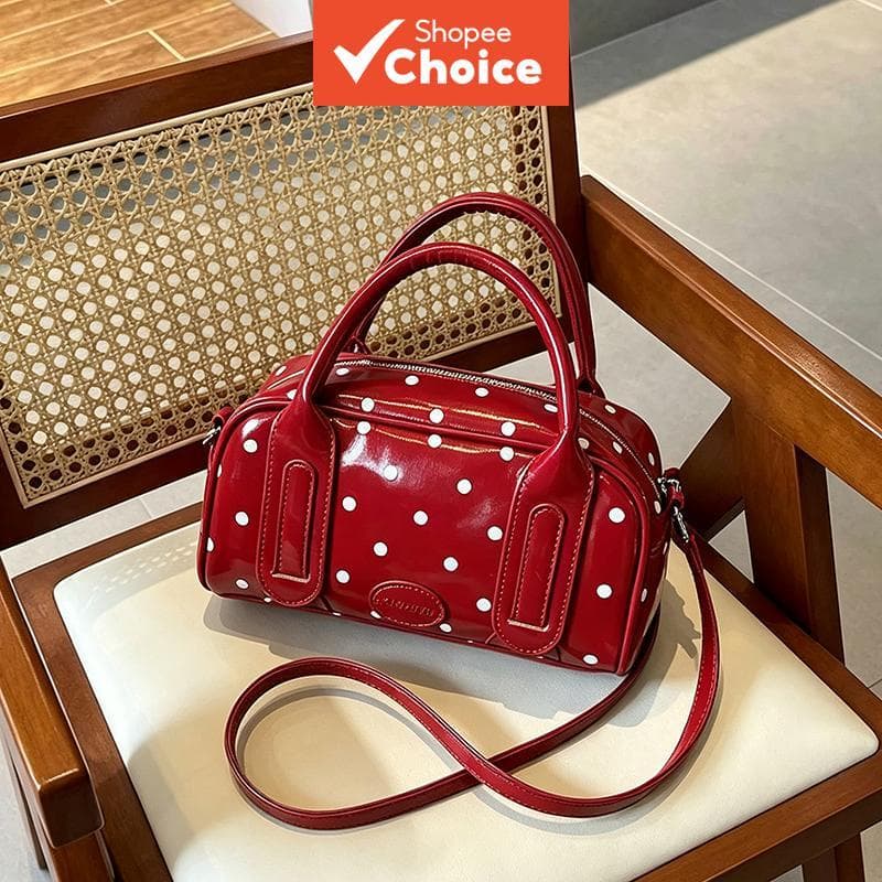Bolsa feminina de mão estampada com design novo e polka dot, grande capacidade, bolsa tiracolo, bolsa casual feminina