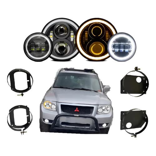 Kit Faróis Olho De Anjo Mitsubichi Pajero Sport 2006 Á 2011