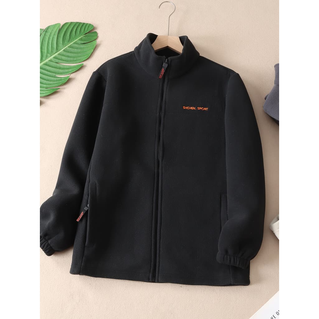 Jaqueta de lã Polar outono inverno masculina gola alta quente moletom térmico Cardigan jaqueta interior W3239