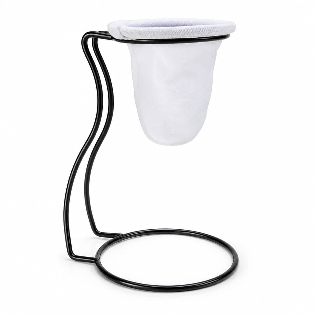 SUPORTE COADOR DE CAFÉ ARAMADO PRETO COM FILTRO DE PANO