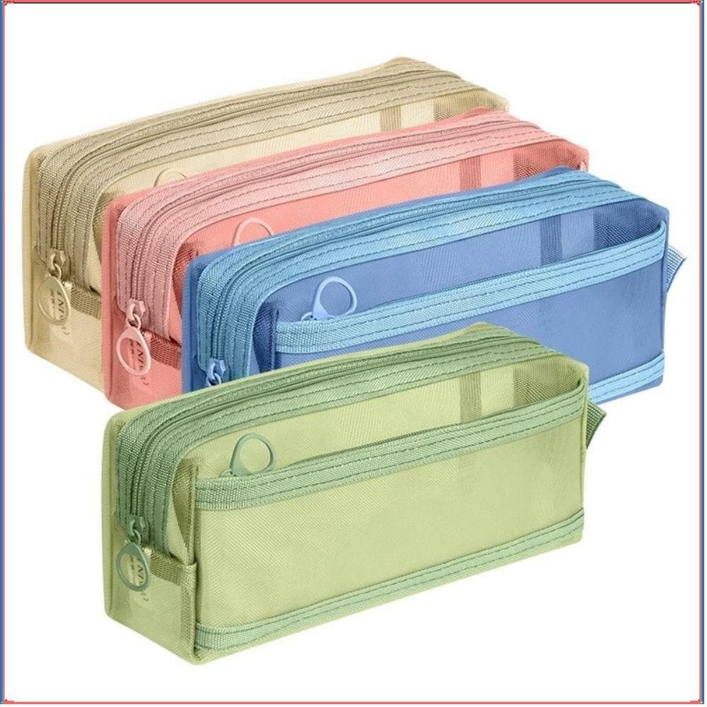 Bolsa De Caneta  , Lápis De Camada Dupla De Malha , Caixa Transparente De Grande Capacidade , Escritório Escolar