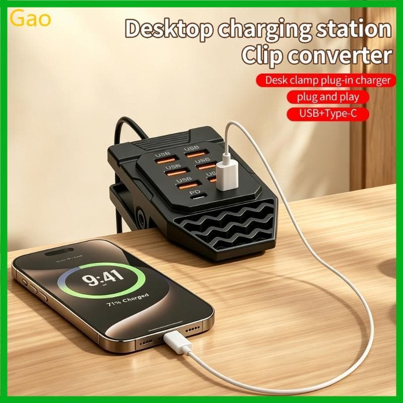 Divisor USB Montado Em Braçadeira Gao Com 6 Tomadas De Carregamento-a E 2 Tipo C Entrada Um Canal De Dados Designado