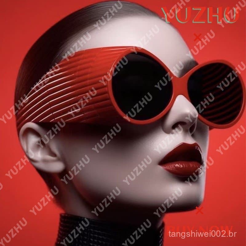 (YUZHU) Moldura Futurística Óculos De Sol Futuristas Moda Ocidental Feminina Coloridos Avant-garde