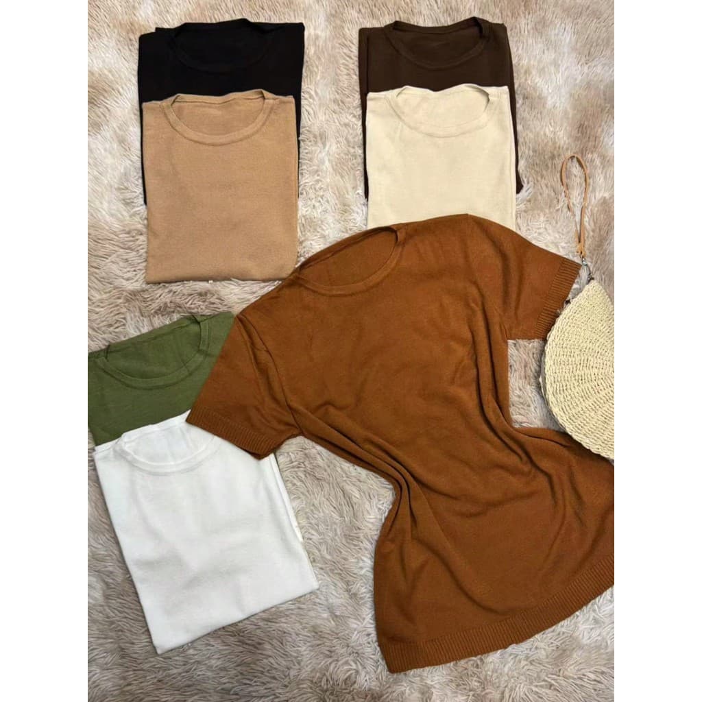 Sissi Blusa manga curto Feminina Plus Size em Malha Modal Liso