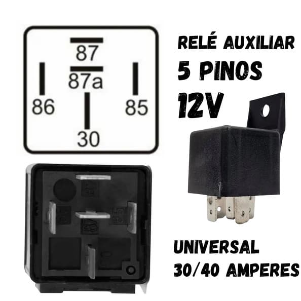 Kit 10 Relé Automotivo Auxiliar 5 Pinos Reversor Universal
