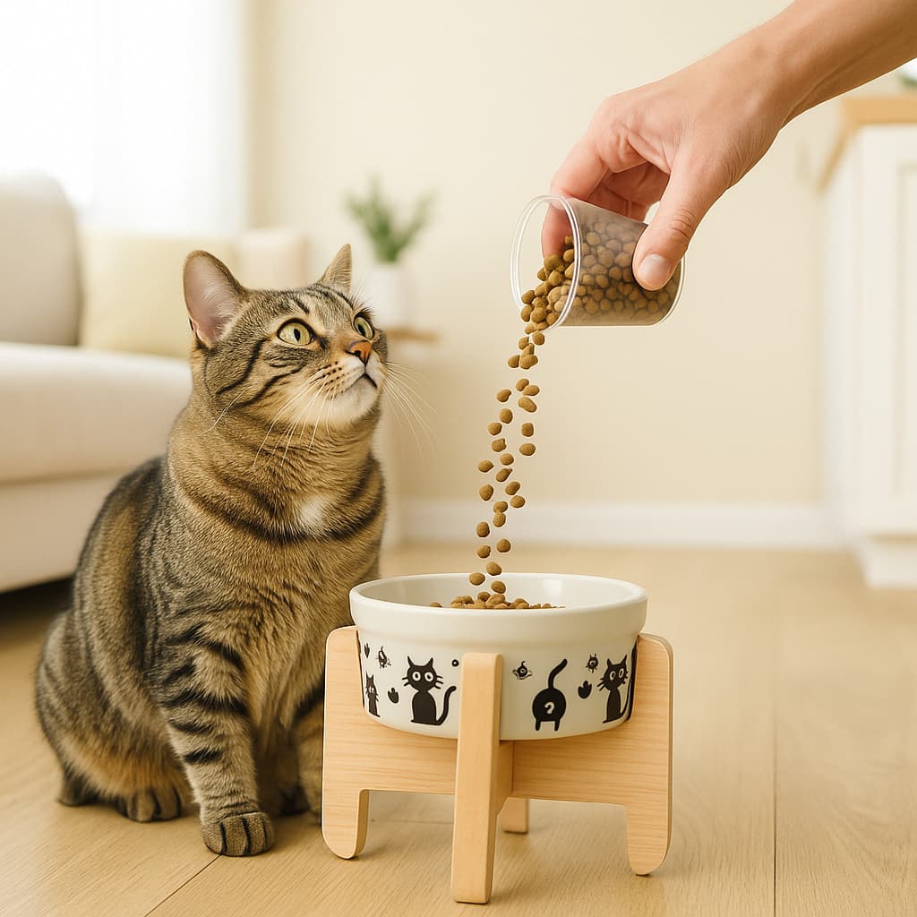 Comedouro Luxo Porcelana Elevado Design Premium Ergonômico Ideal para Cães de Pequeno e Médio Porte