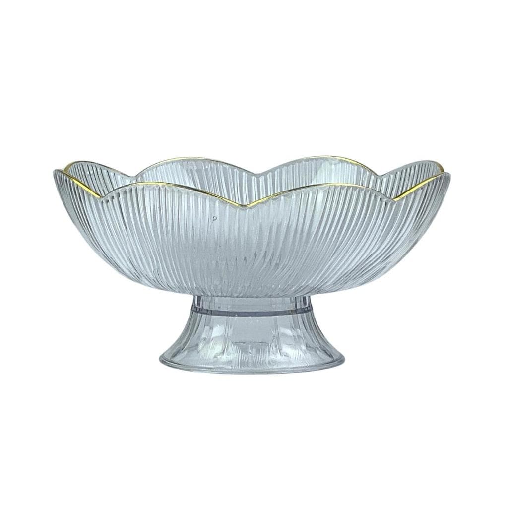 Fruteira de Mesa Chic Saladeira Plastico Centro de Mesa Bowl Frutas Porta Fruras Borda Dourada