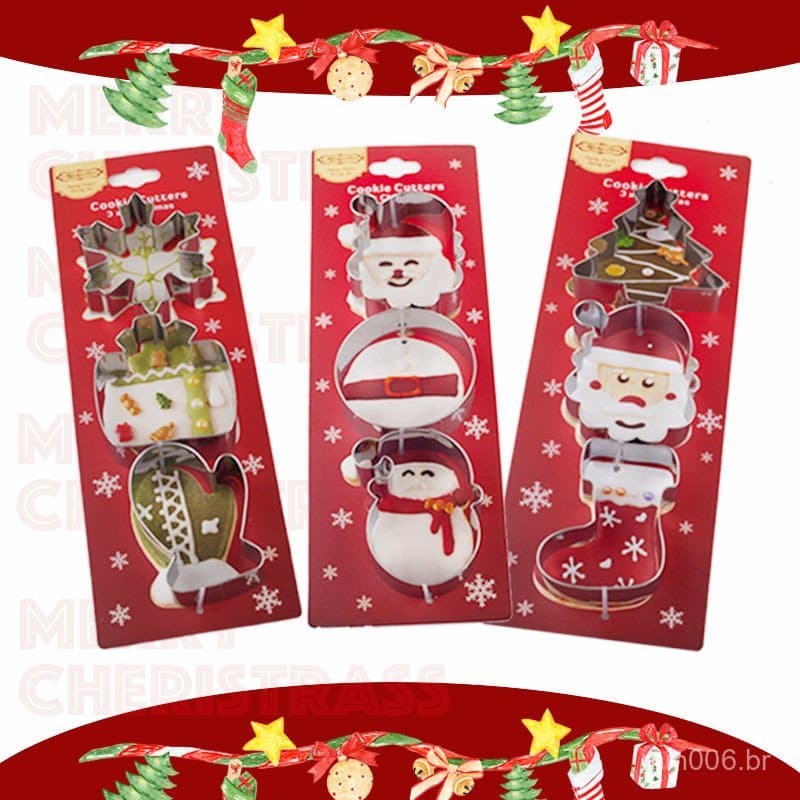 Molde de Biscoito de Natal Boneco de Neve Conjunto de Natal Molde de Biscoito DIY para Assar