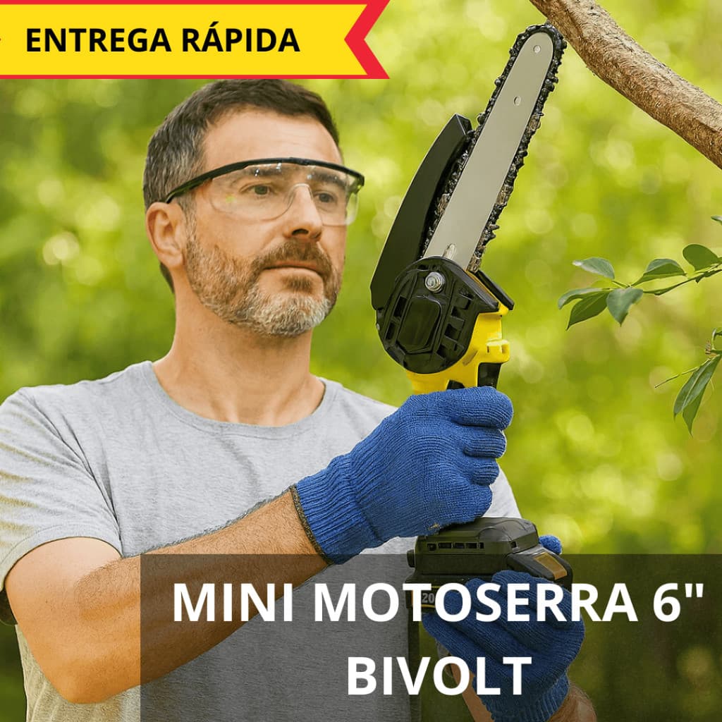 Mini Motosserra Elétrica Portátil 6 Polegadas Bateria Recarregável Bivolt Serra Galhos Jardim Madeira Poda