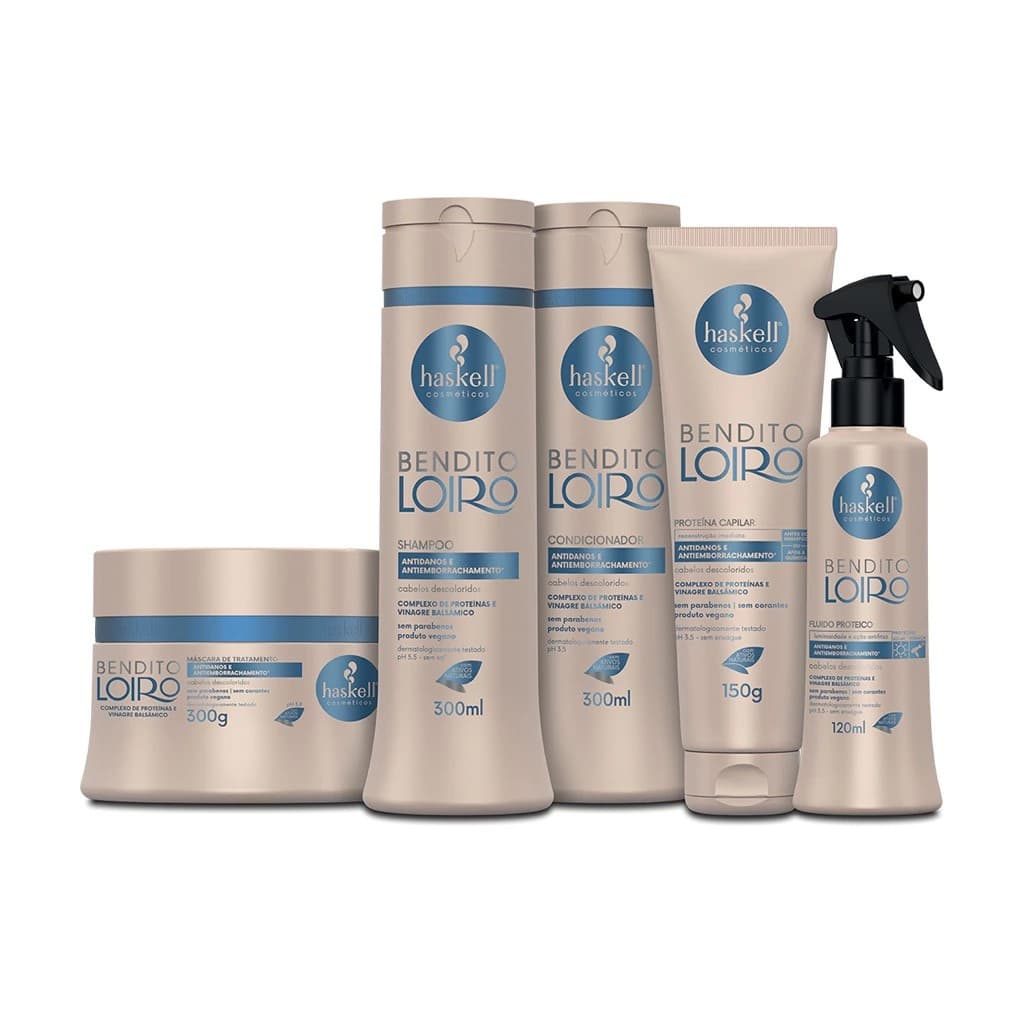 Kit Bendito Loiro 300gr Haskell | Reconstrução Intensiva para Cabelos Descoloridos e  Quimicamente tratados