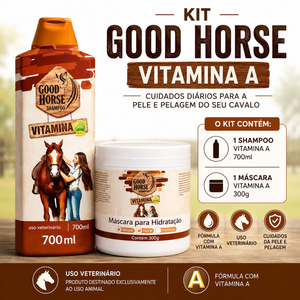 Kit Good Horse Shampoo 700ml + Máscara Vitamina A 300g - Uso Veterinário