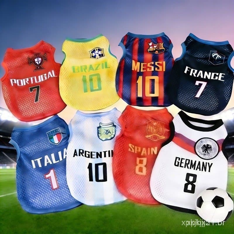 Colete de Malha para Futebol da Copa do Mundo, Roupa Casual Respirável para Animais de Estimação, Moda para Cães e Gatos