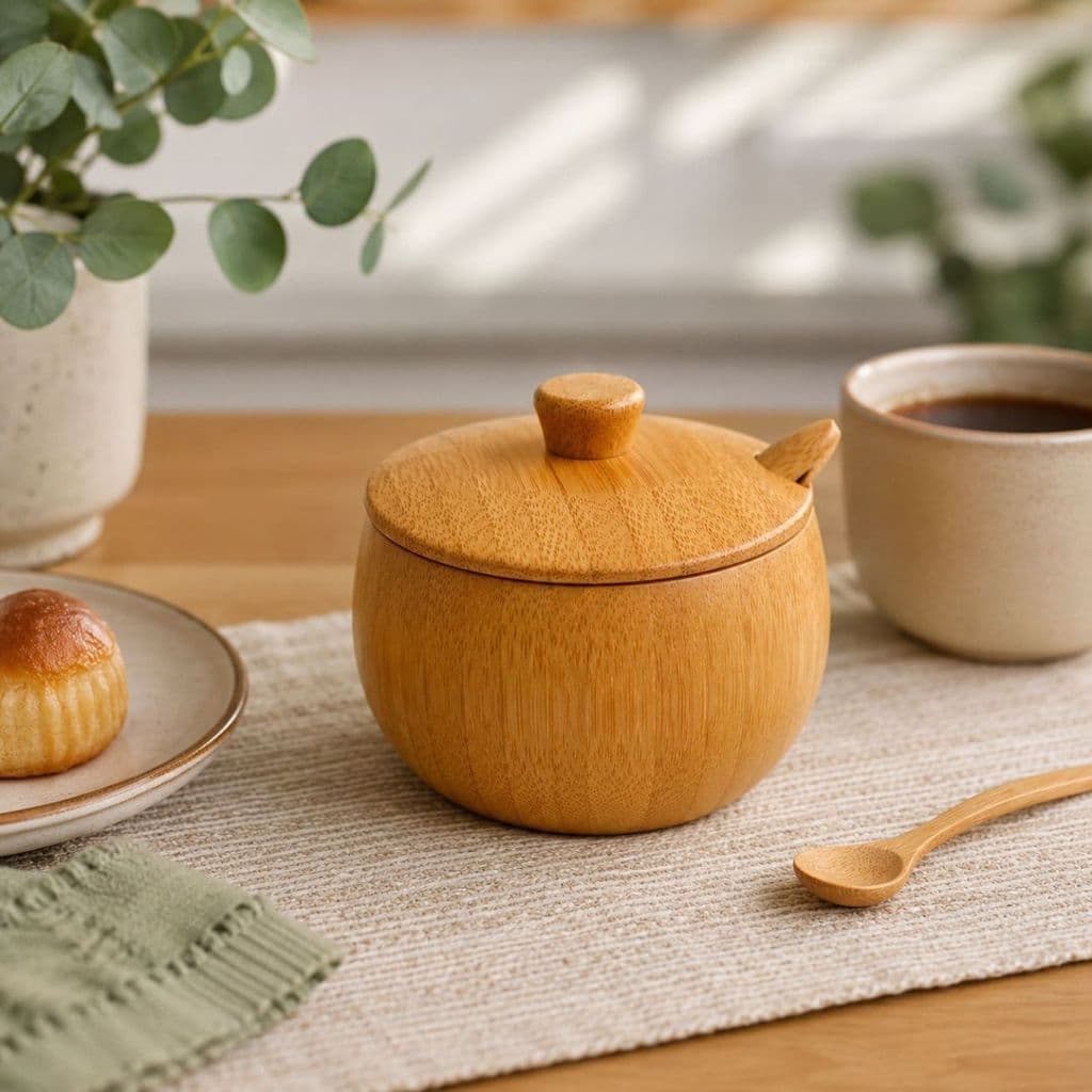 Açucareiro Saleiro Pote Multiuso Bambu 8x7,5cm 27287 - Vencedor