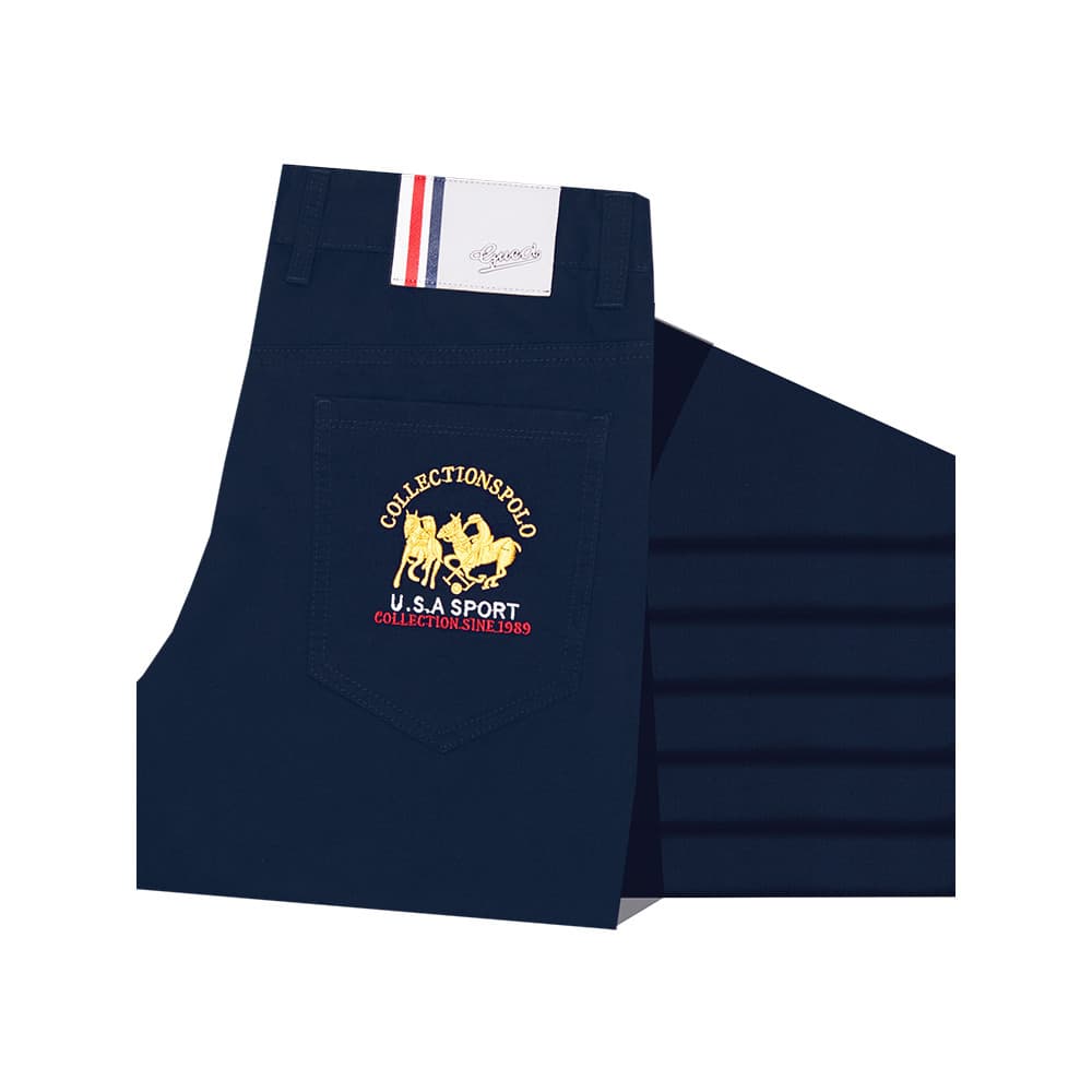High-End Paul Royal azul estiramento calças retas soltas negócios meados de cintura alta calças casuais pai Wear primave