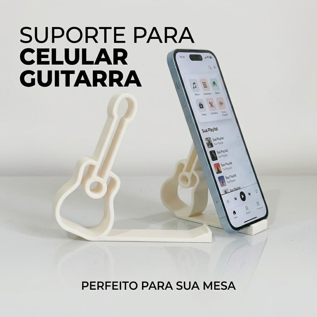 Suporte Porta Celular Para Mesa Guitarra Decoração Estúdio Música