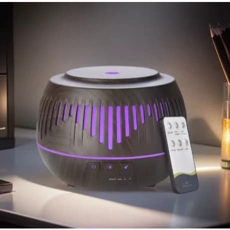 Difusor de Óleo Essencial 500ml com Luz LED Colorida + Controle Remoto  Umidificador Elétrico 3 em 1