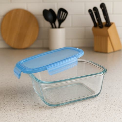 Pote Hermetico Retangular Vidro 370ml Vedacao Segura Armazenamento Resistente