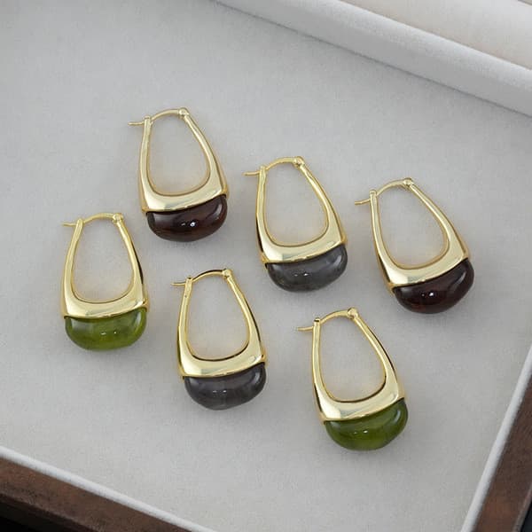 | 【cartelas de brincos feminino】 | kit brinco aço inoxidável ✫2023 novo estilo outono inverno Retro café cor resina brin