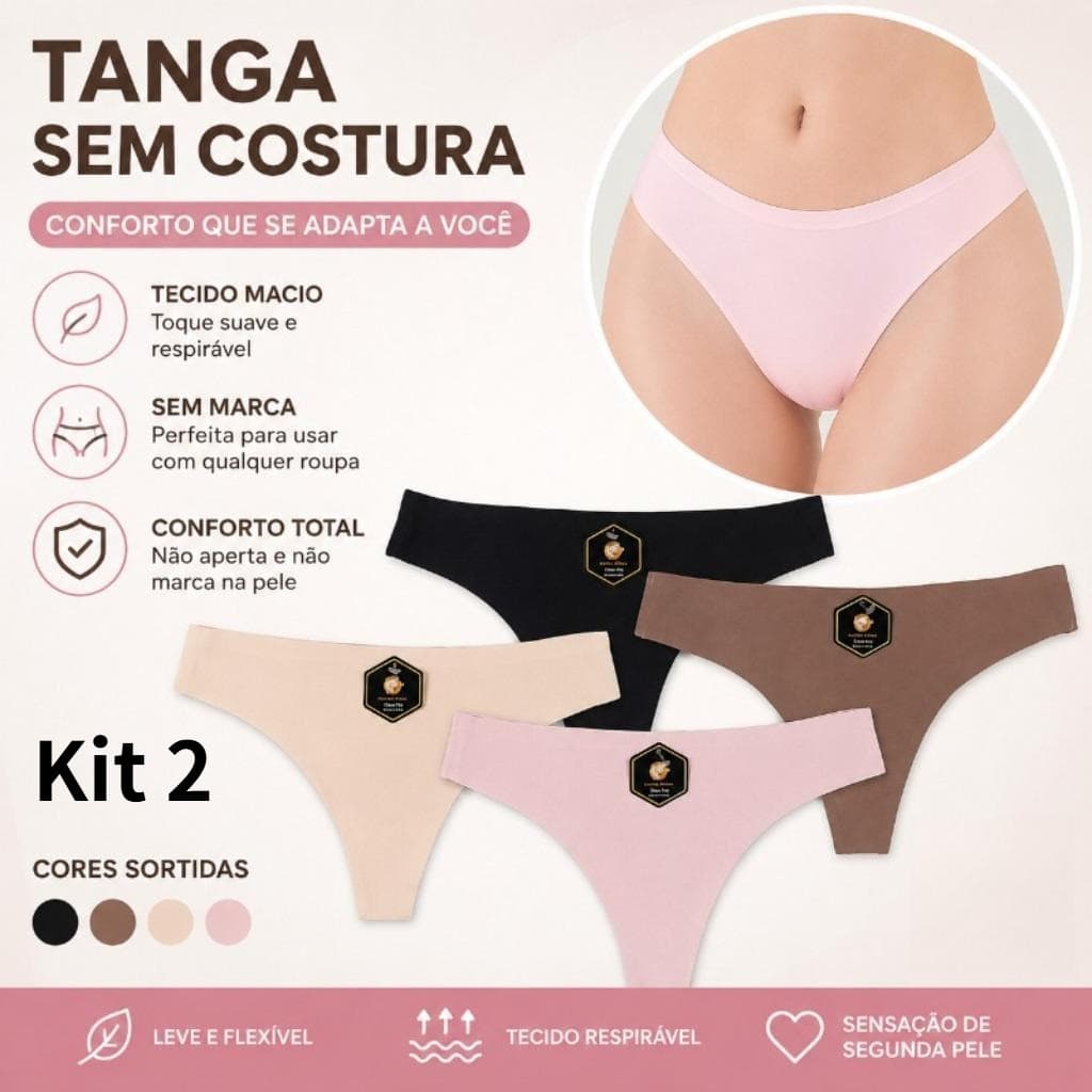 Kit Calcinha Sem Costura Fio Dental Invisível Conforto Diário