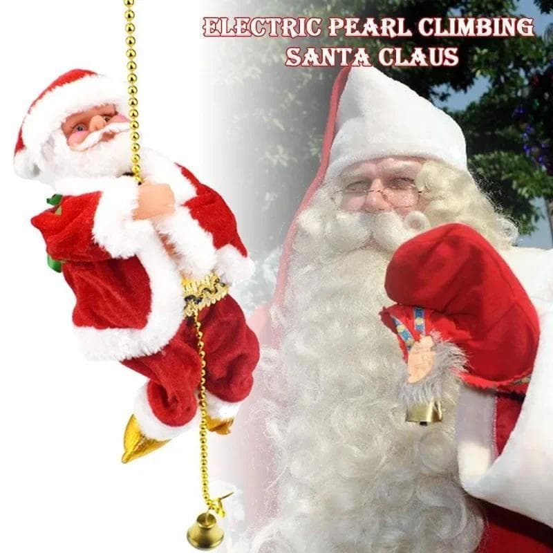 Escalada Animada Elétrica Papai Noel Em Contas Corrente Musical Figura Movimento Enfeite De Natal