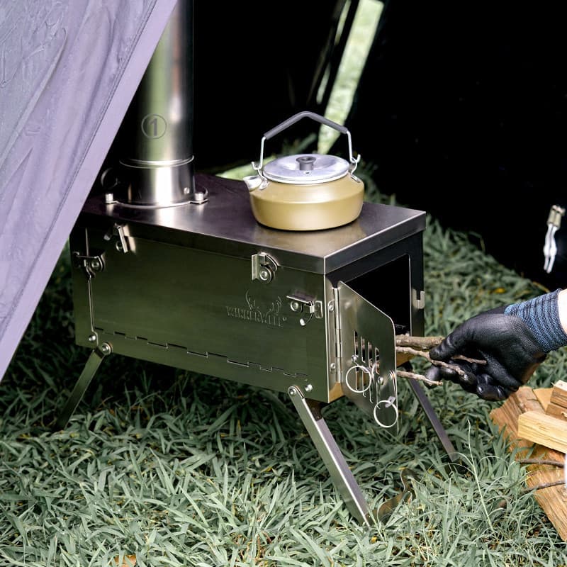 Winnerwell Fastfold Fogão de titânio Fogão a lenha Chaminé embutida Fogão de acampamento Mochila ultraleve Estação de bo