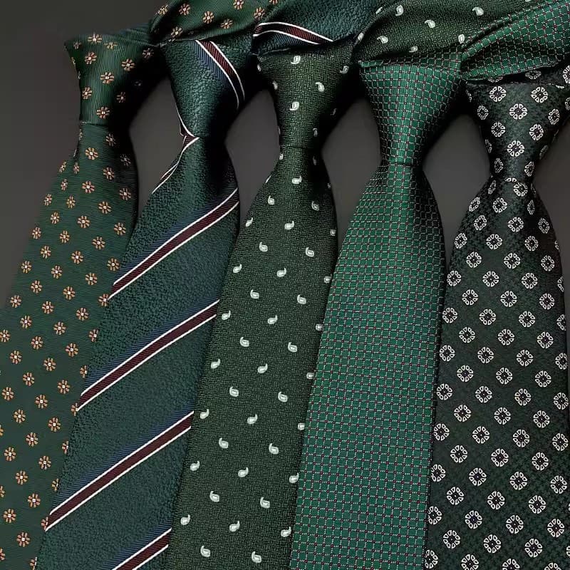 Gravata masculina clássica de bolinhas verde escura de 8 cm para negócios formais