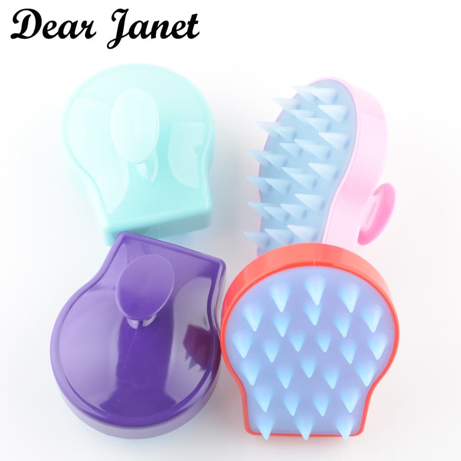 Massagem couro cabeludo shampoo pente quadrado limpeza profunda shampoo escova Silicone cabeça massageador multifunciona