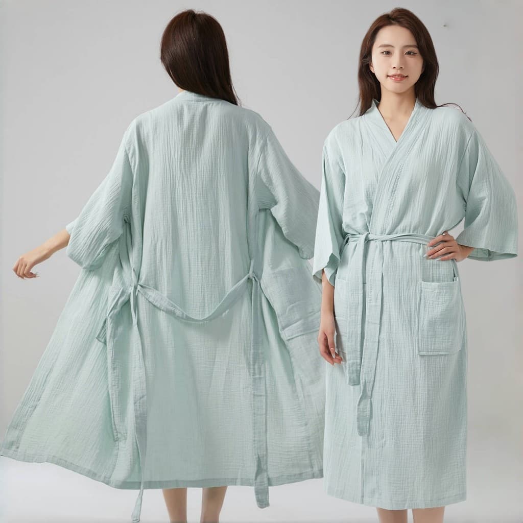 Roupão de gaze de algodão puro feminino algodão macio absorvente Wearable camisola de secagem rápida roupão de banho ver