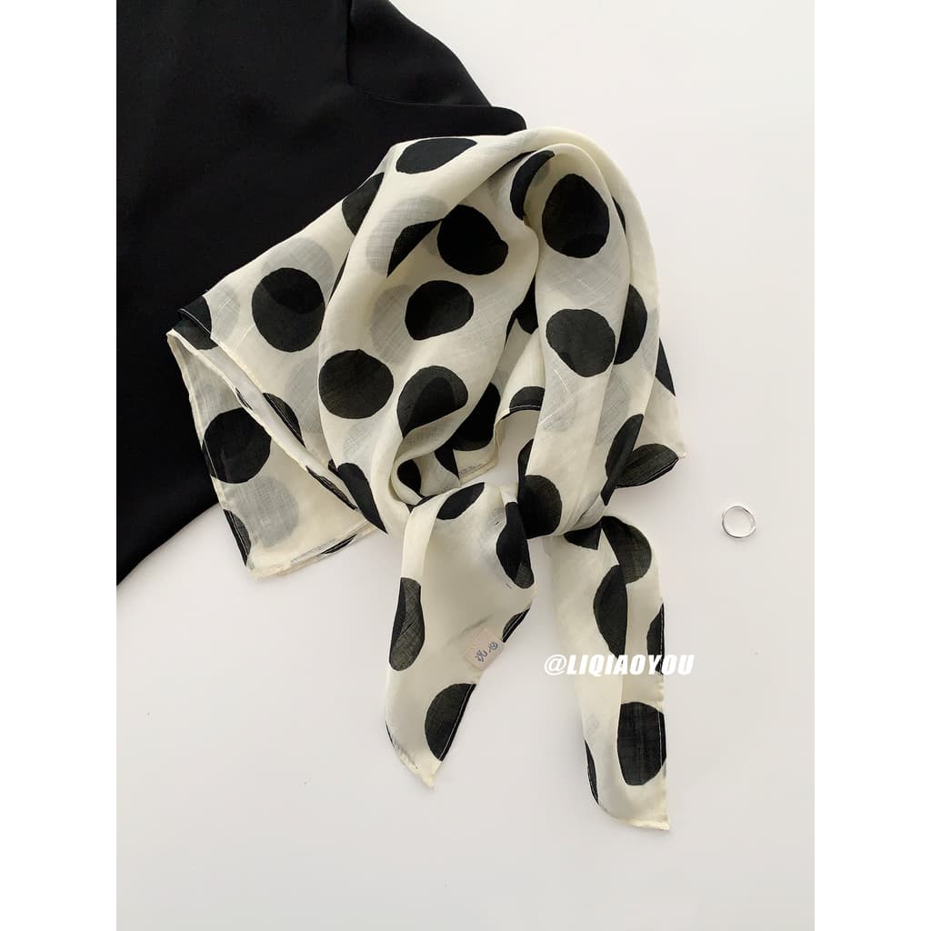 100% Ramie textura bolinhas Zebra pequeno lenço de seda feminino primavera verão Retro All-Match multifuncional lenço qu