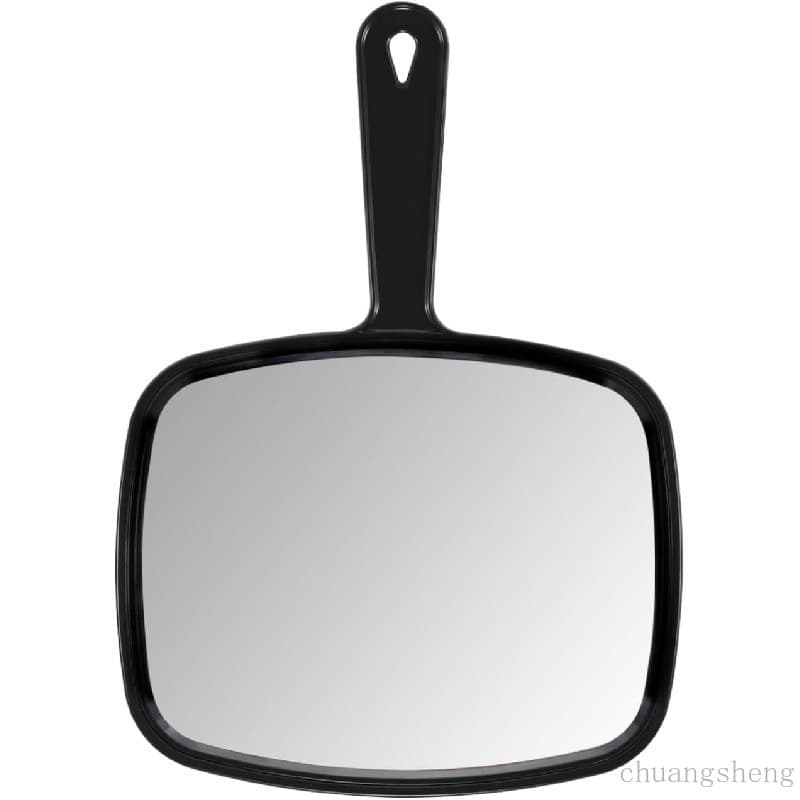 Espelho de mão PROTECLE, 9,3" C x 6,7" L, espelho portátil para salão de beleza e barbearia com alça, quadrado preto.