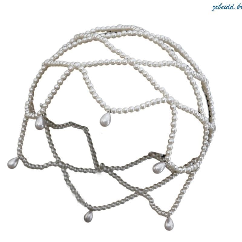 zebeidd Elegante Pérolas Tecer Chapéu Noiva E Damas Honra Headpiece Coroa Casamento