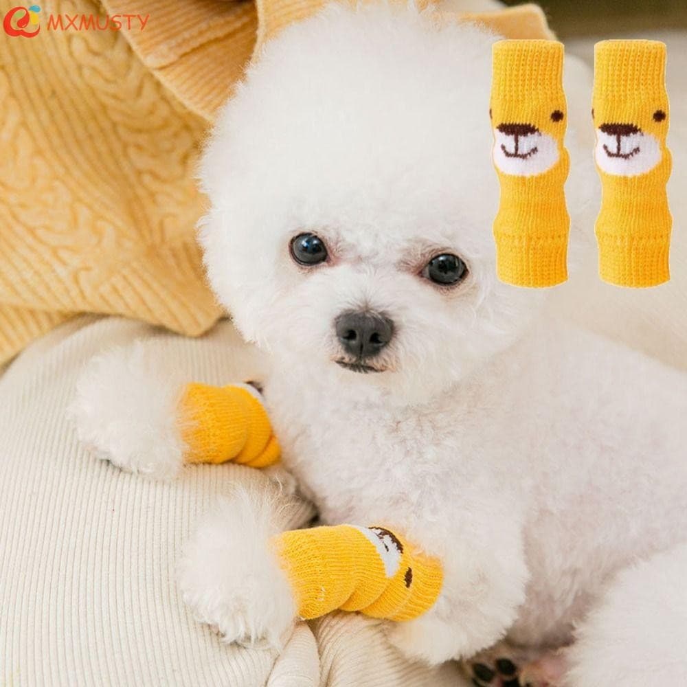 MXMUSTY 8 Unidades/2 Conjuntos De Meias De Malha Para Cachorros , Joelheiras Cães Com Padrão De Urso De Desenho Animado