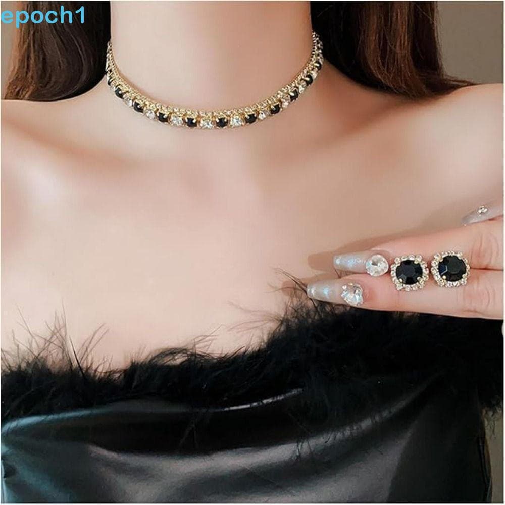 Colar De Cristal EPOCH1 , Conjunto De Brincos De Artesanal Vintage , Gargantilha De Strass Reutilizável Requintado