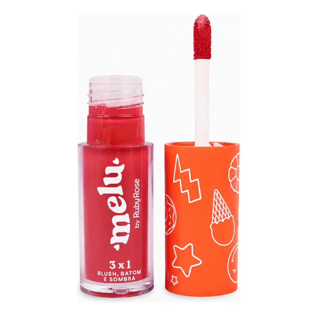 Blush, Batom E Sombra 3x1 Melu Maquiagem Cor Darling 02