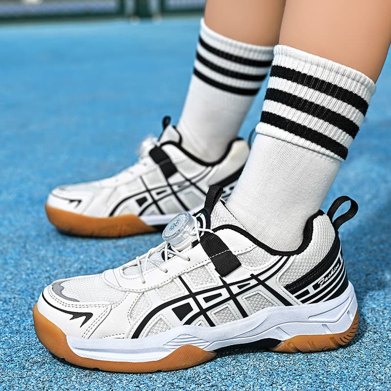 Sapatos de Badminton profissionais para crianças, absorção de choque, respirável, sola de tendão de carne, sapatos de vô
