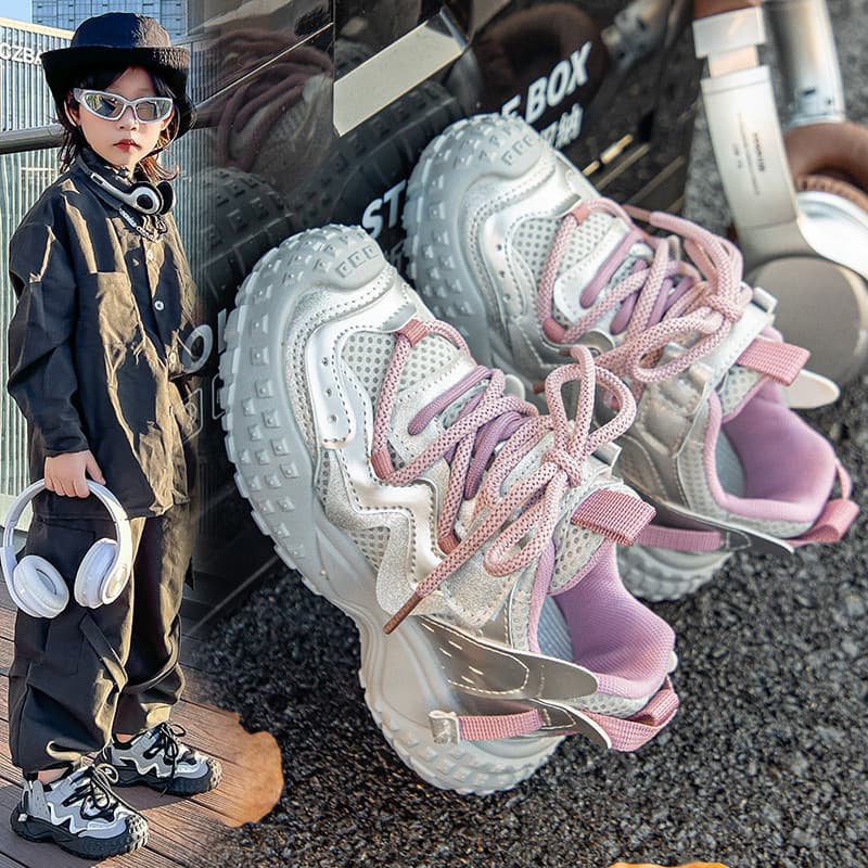 Comércio exterior sapatos infantis meninas papai sapatos 2025 primavera outono novo estilo princesa malha respirável sol